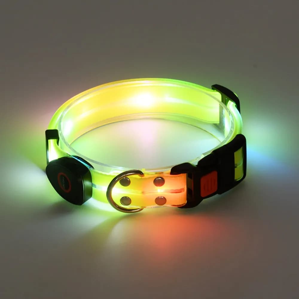 Glowing Dog Collar Leash Waterproof Adjustable Dog Led Light Collar Rechargeable Anti-lost Luminous Dog Collar For Night Walking