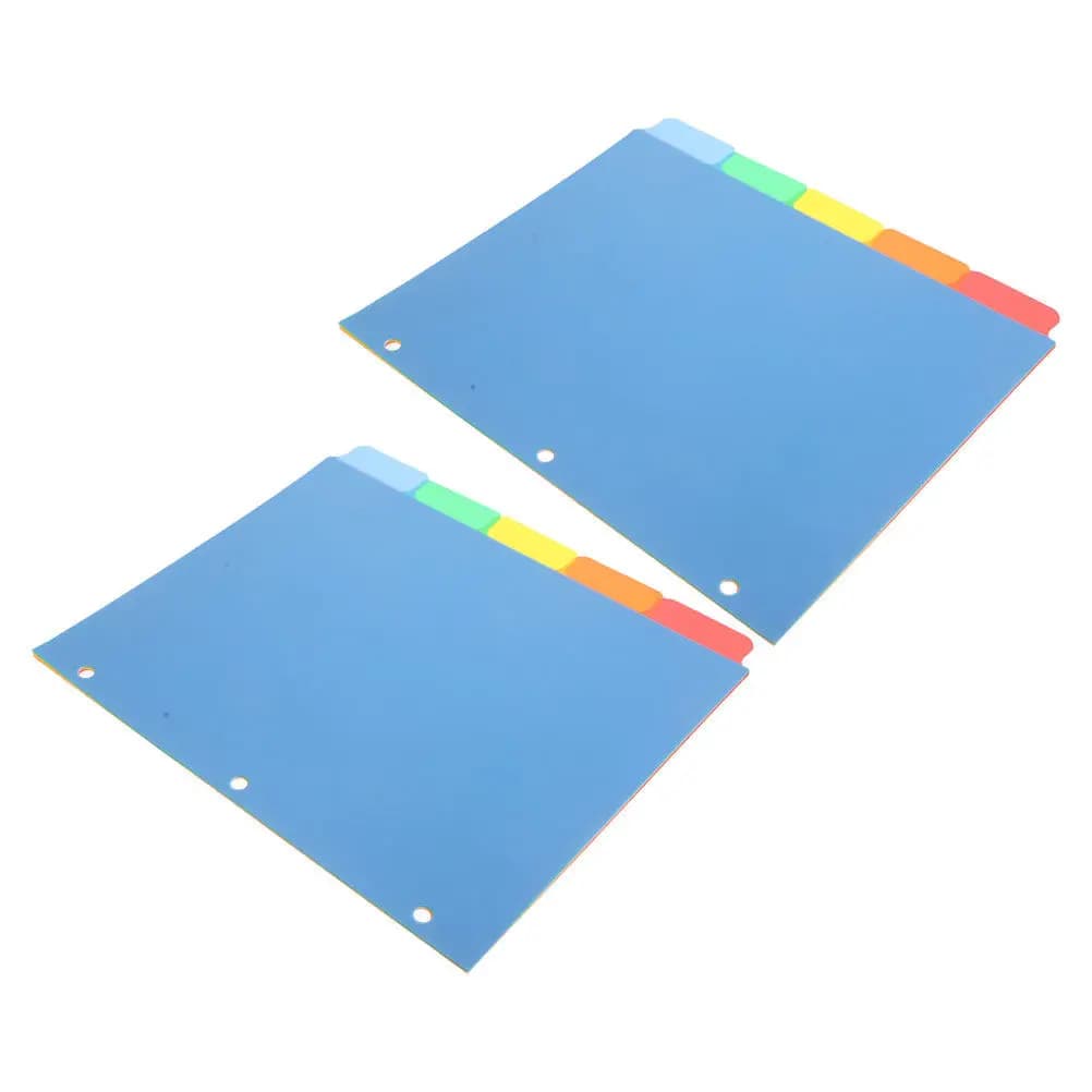 10 divisori per indice, schede colorate per raccoglitori, segnapagina in plastica, schede scrivibili per organizzare quaderni, file, agenda, report