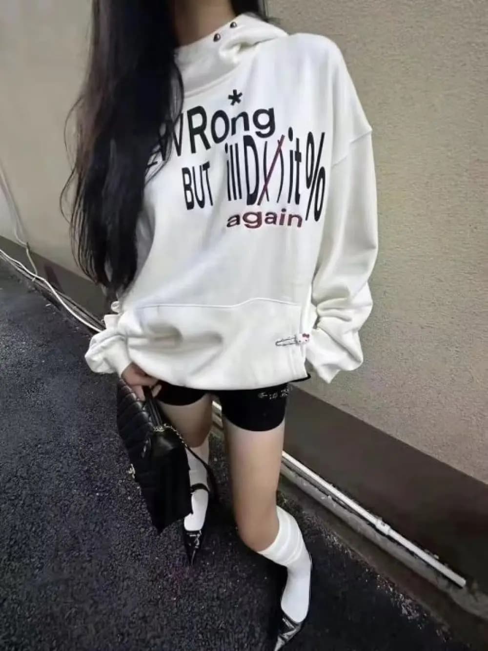 2026 autumn and winter new letter printed clothes with rivets hooded sweatshirt hip-hop street trend daily casual versatile lazy