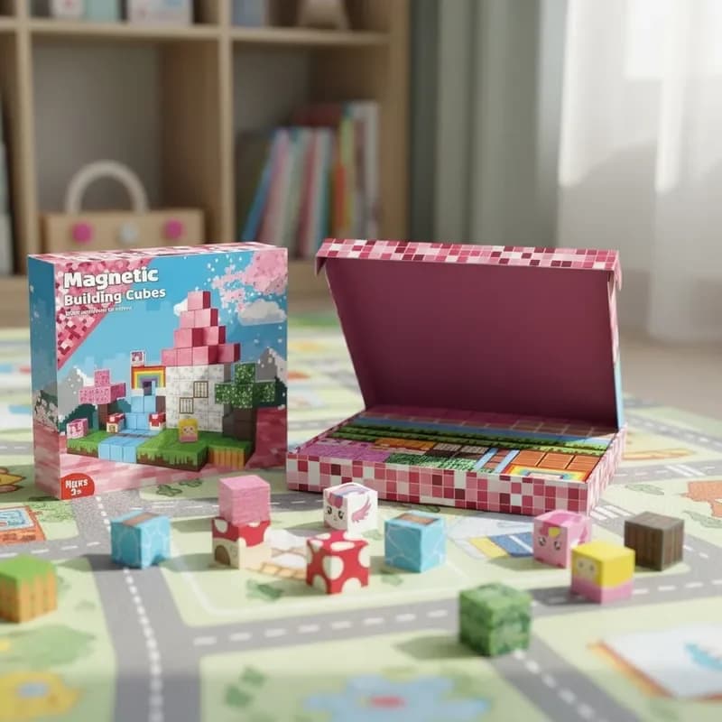 Creative DIY Magnetic Tiles 100Pcs Free Assembly Rainbow Forest 3D Ornament STEM Educational Gift Holiday Exquisite Box