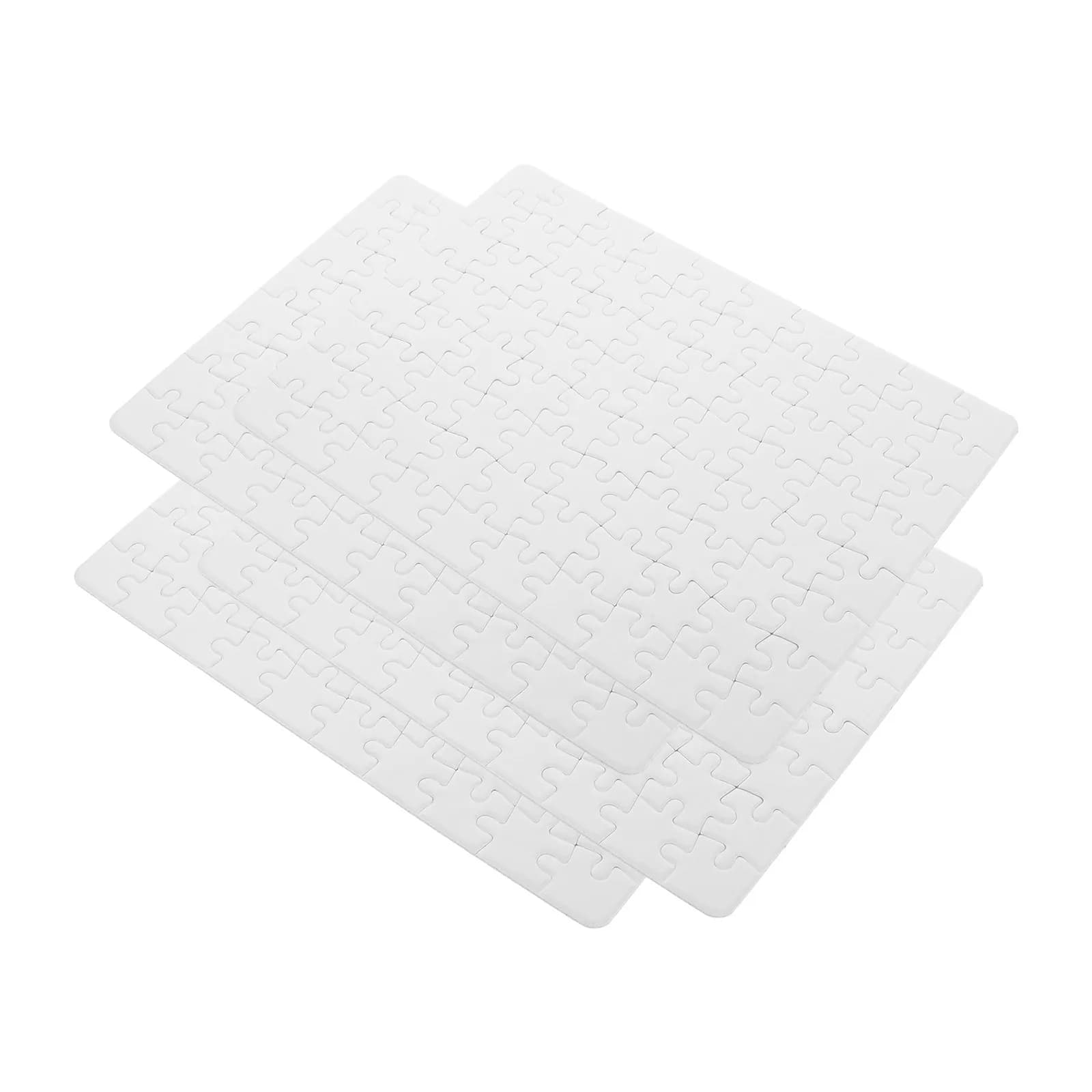 4 Sheets DIY Blank Puzzle Pieces Sublimation Heat Transfer Craft White Puzzle Board for Drawing Coloring DIY Projects Creative