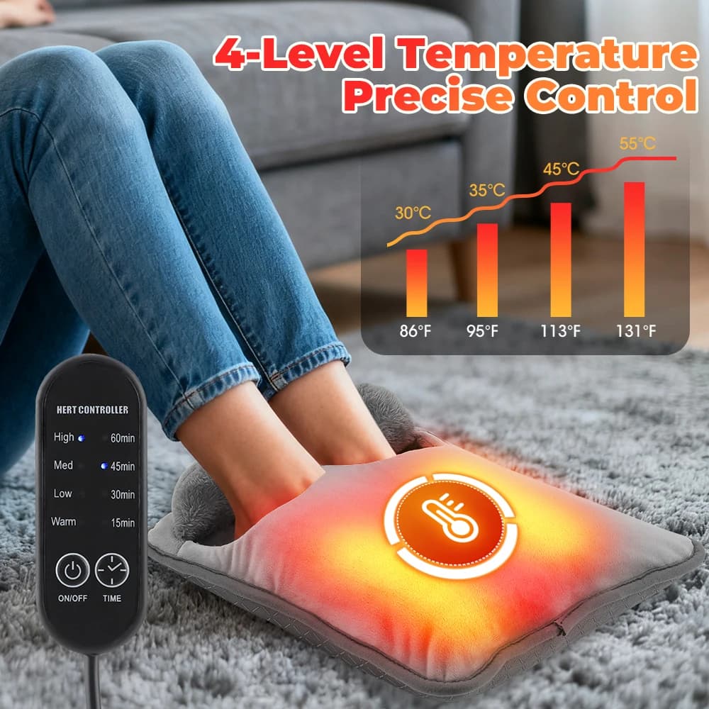 Tappetino riscaldante elettrico Scaldapiedi morbidi in peluche Tappetino riscaldante per piedi domestico Coperta riscaldante termica per camera da letto dell'ufficio domestico