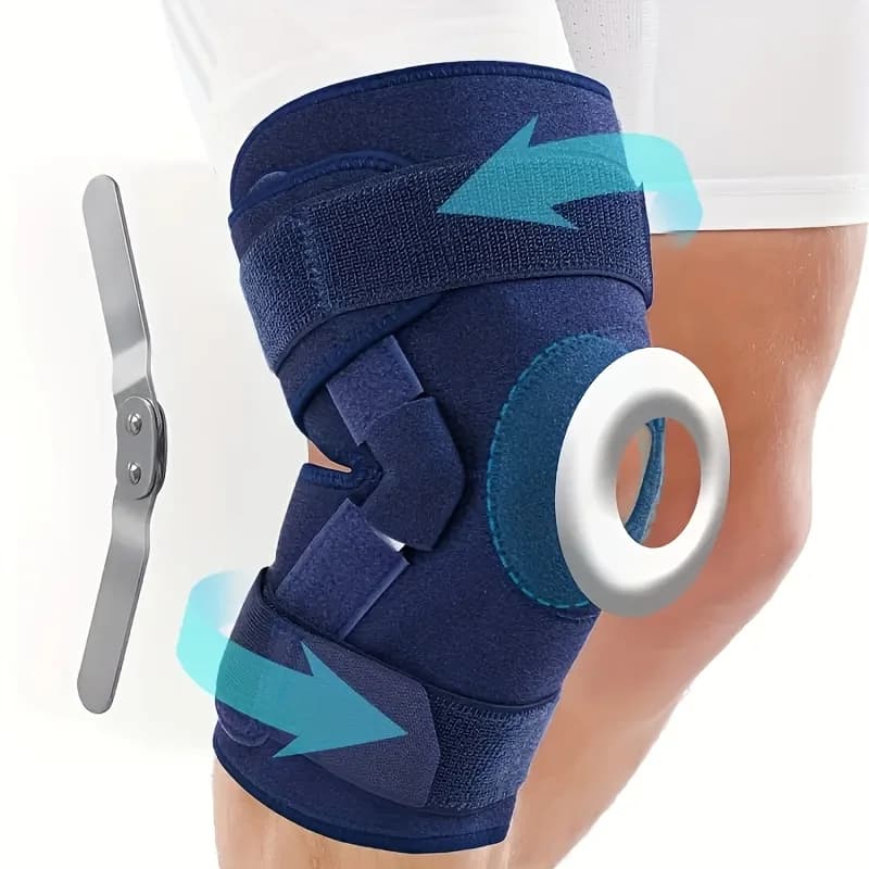 Supporto per Ginocchio Regolabile con Stabilizzatori Laterali e Cuscinetto in Silicone Traspirante per Protezione Sportiva