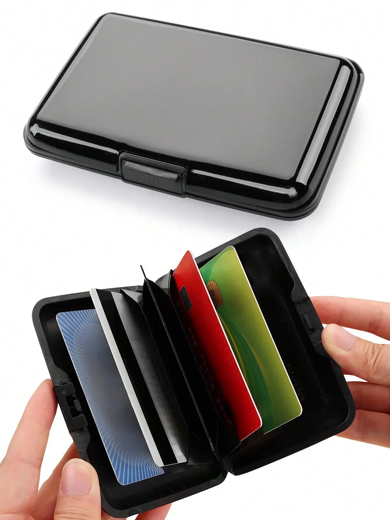 Portacarte sottile in alluminio con blocco RFID, custodia protettiva per carte, organizer in metallo per documenti, portafoglio con 6 scomparti per uomo e donna, porta tessere, porta carte di credito, mini portafoglio.