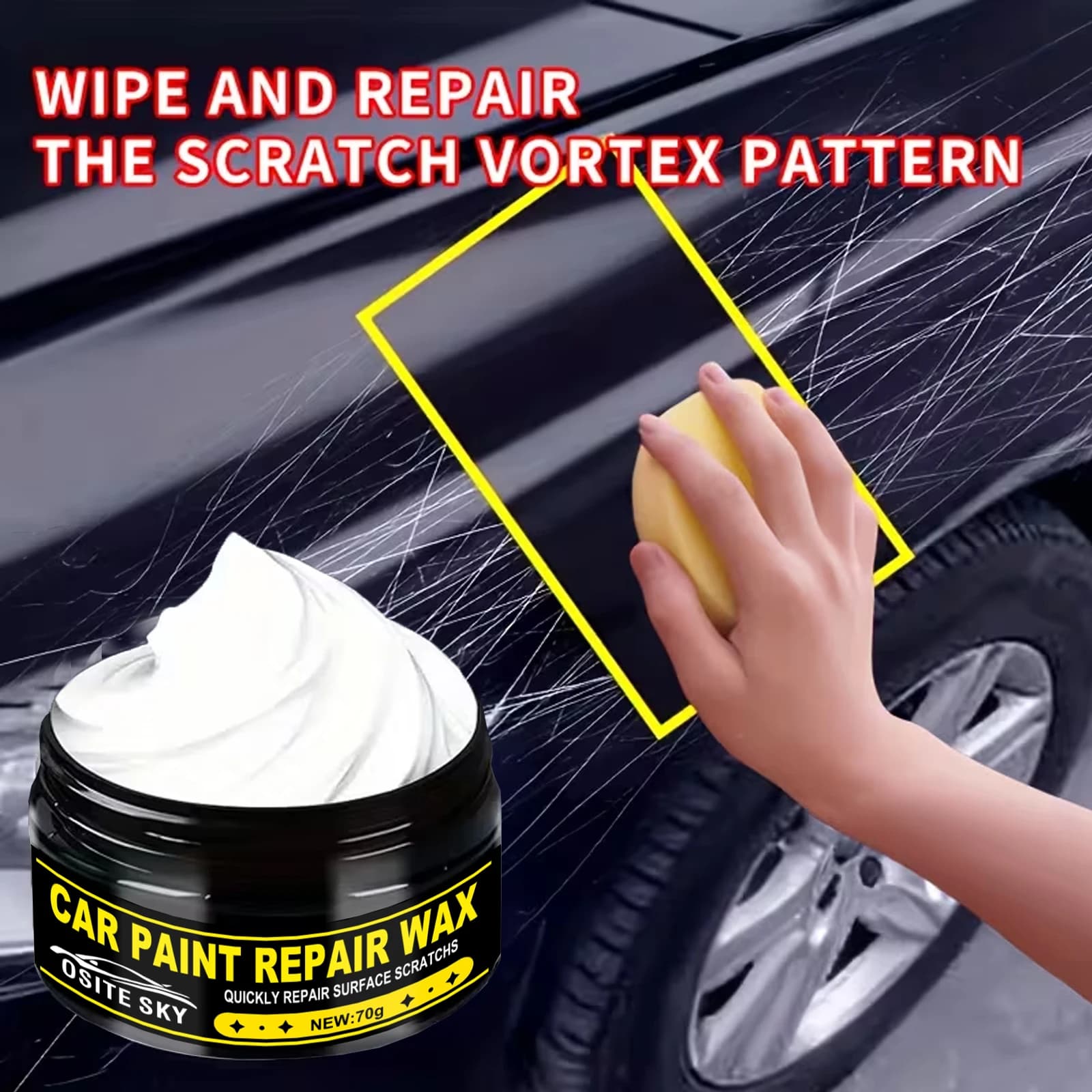 Cera per Riparazione Graffi Auto - Kit da 70g per Rimozione Graffi e Lucidatura con Applicatore