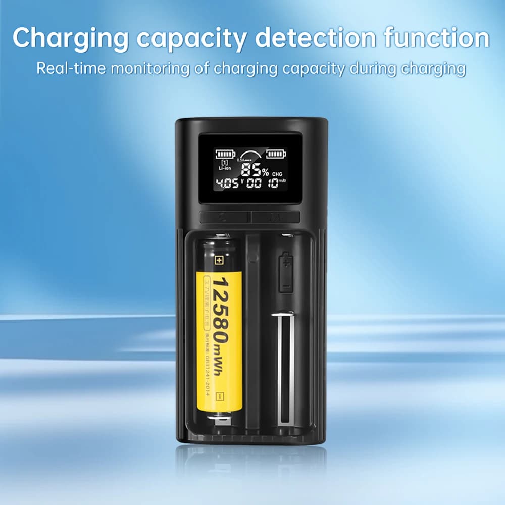 Universal Lithium Ion Battery Charger 18650 21700 LCD Display Smart Digital Display Ni-MH Ni-Cd Battery Charger Typc-C