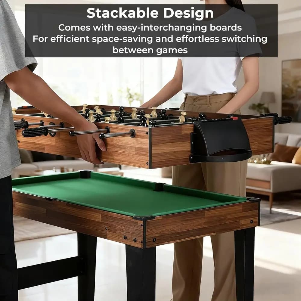 Set Tavolo Multigioco All-in-One per Adulti con Biliardo, Ping Pong, Air Hockey, Bowling, Scacchi, Dama, Backgammon