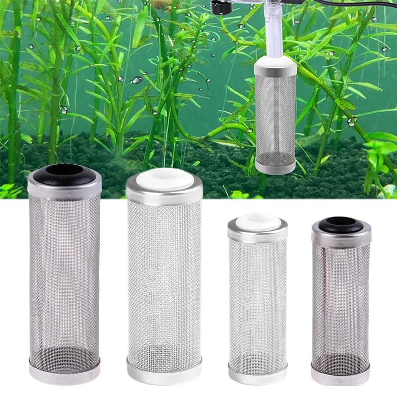 Filtro di ingresso di afflusso per acquario da 12/16mm protezione in rete di acciaio inossidabile accessori per filtri per acquario filtro di aspirazione coperchio prefiltro