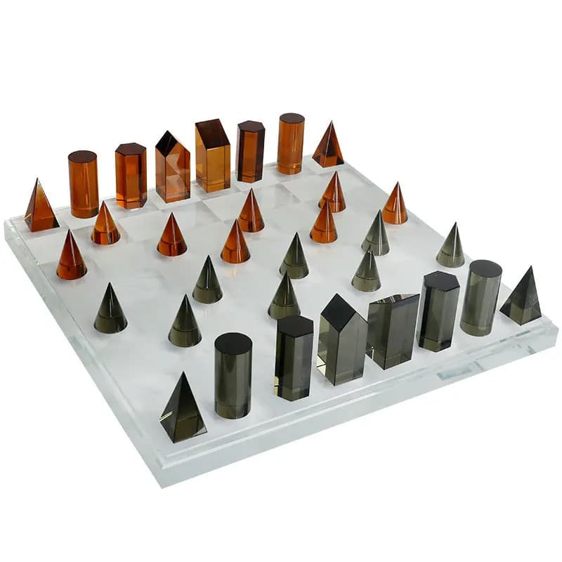 Modern Minimalist Chess Set, Non-Traditional Design, Crystal Chess Pieces for Home Decor