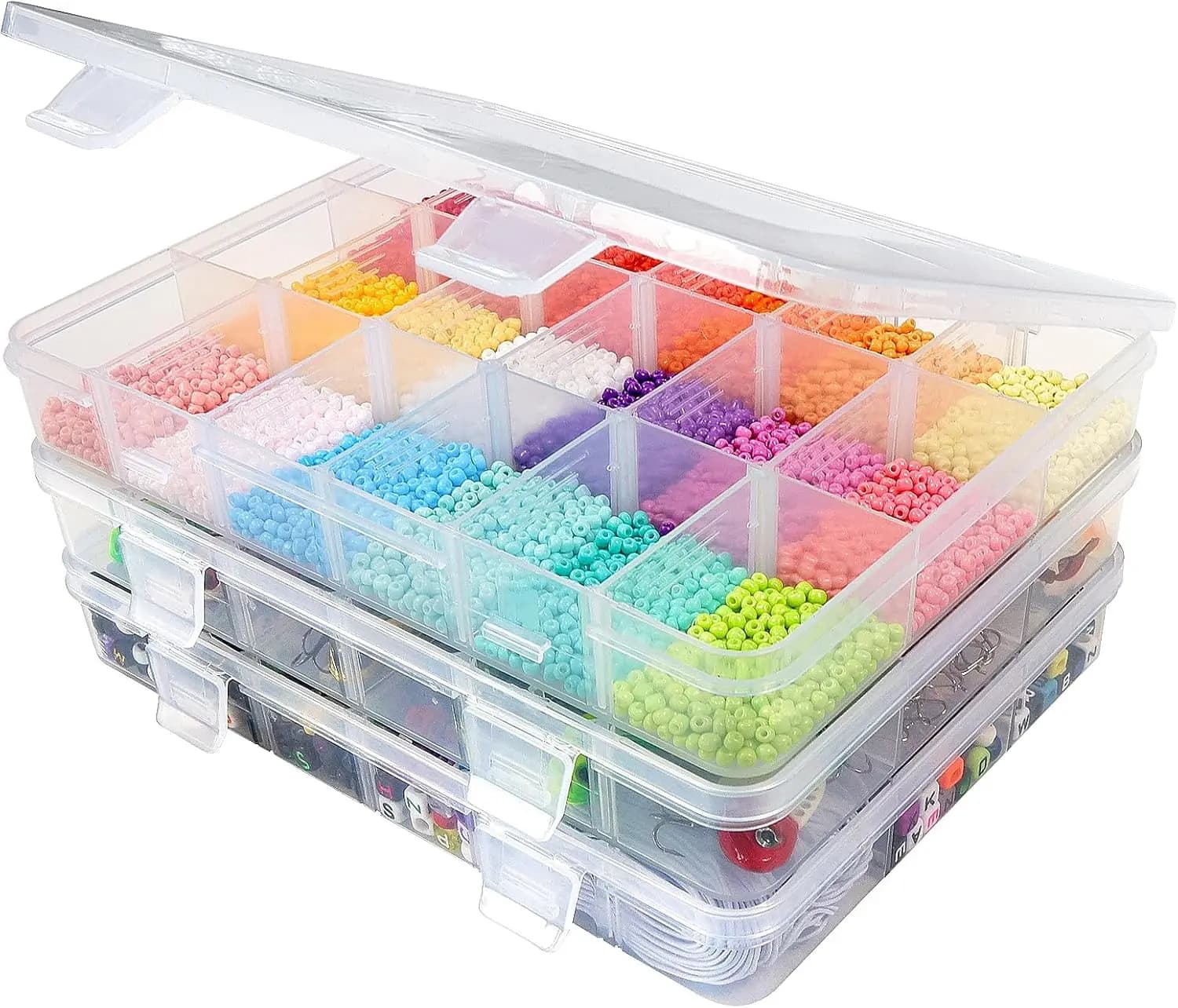 Scatola Organizzatrice in Plastica con Divisori Regolabili, Contenitore Trasparente a 18 Scomparti per Perline, Artigianato, Gioielli, Attrezzatura da Pesca