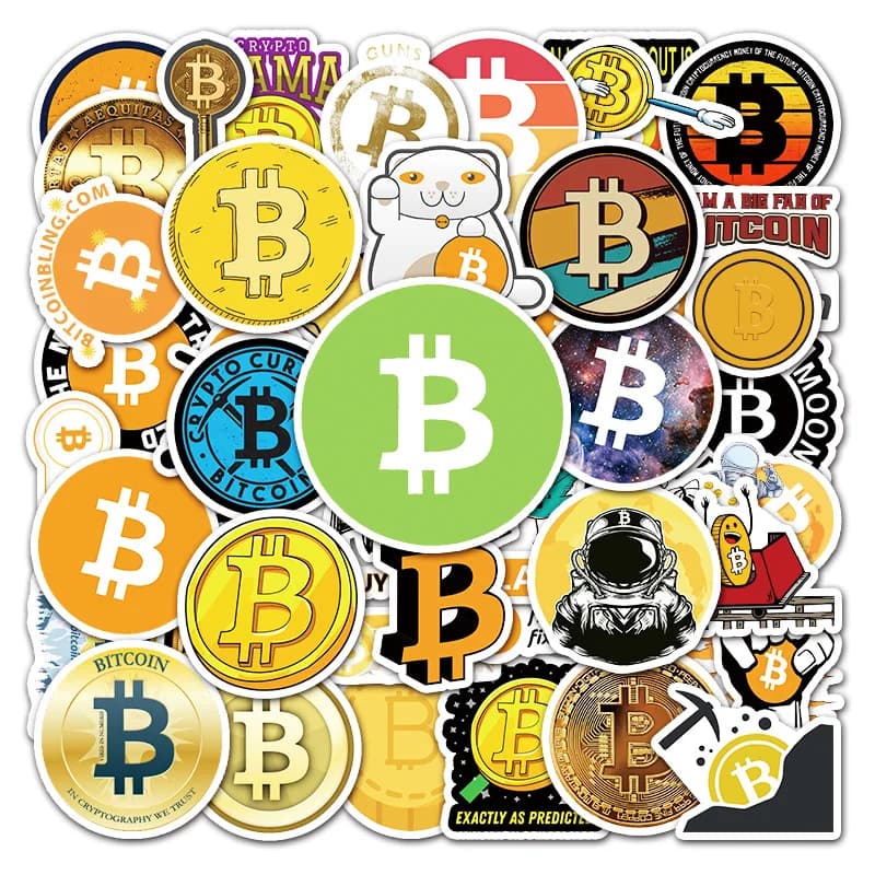 50 Adesivi Divertenti Bitcoin in Vinile Impermeabili Estetici per Bottiglie d'Acqua, Notebook, Bagagli, Laptop, Bici, Skateboard