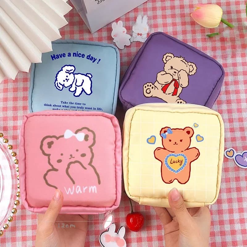 Custodie per cosmetici piccole da donna per donna Custodia per assorbenti impermeabili da viaggio Borse portaoggetti portamonete simpatico orso coniglio