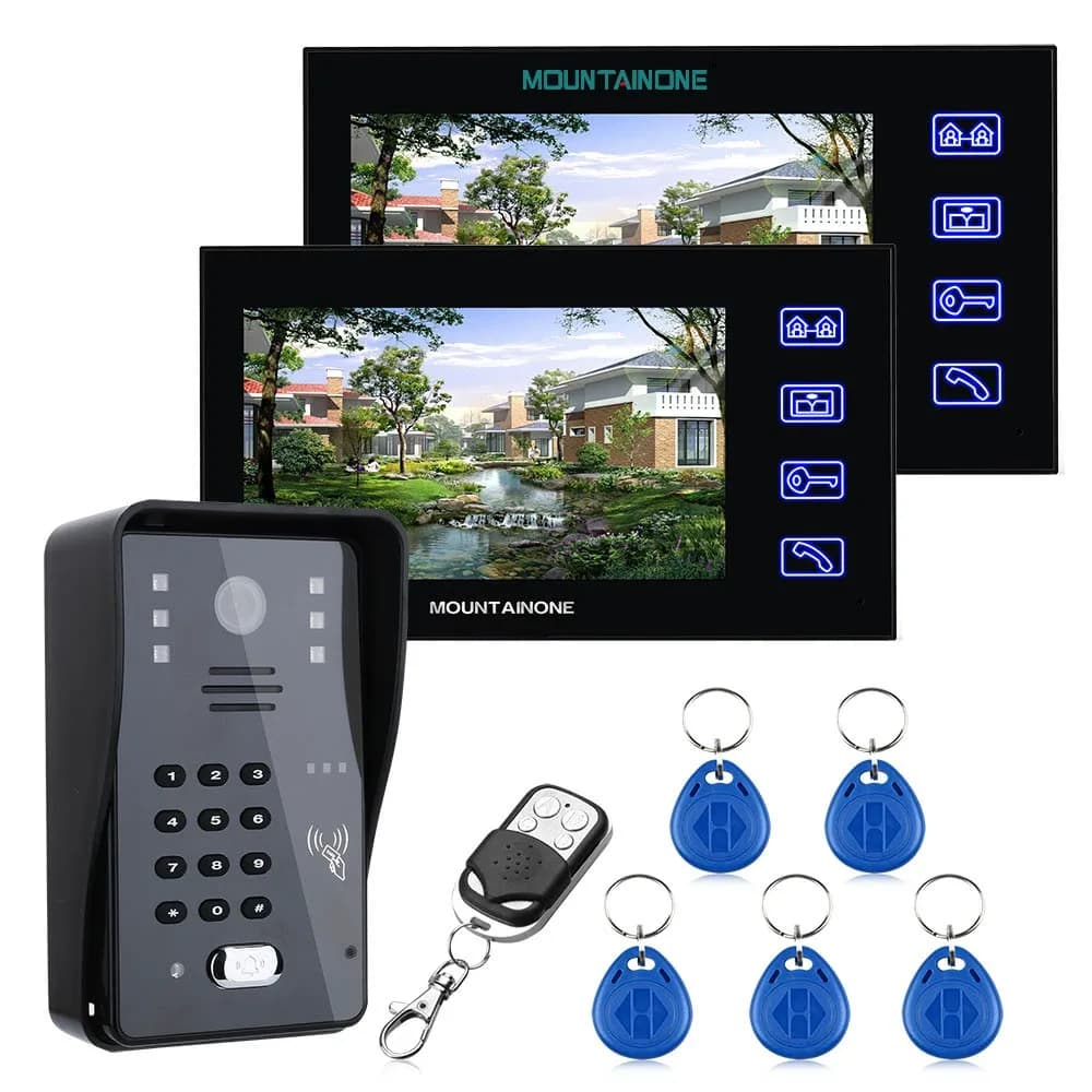 Videocitofono da 7 pollici Campanello citofono con password RFID IR-CUT 1000TV Line Camera Sistema di controllo accessi remoto wireless