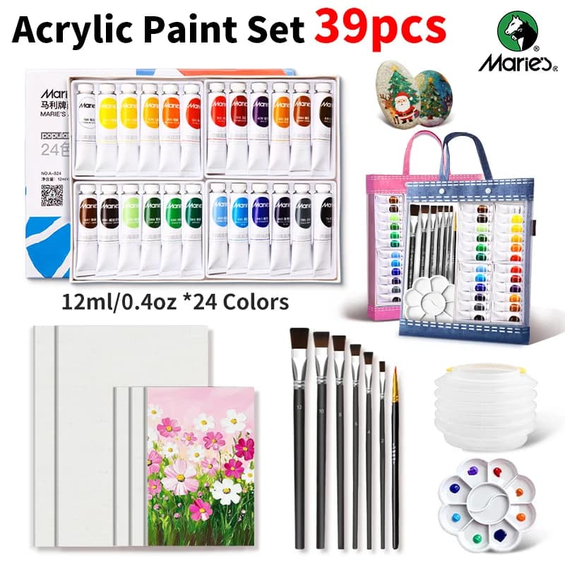 39pcs Marie's Acrylic Paint Set for Kids,12ml/0.4oz,High Quality,for Canvas,Wood,Eggs,Crafts,Professional Kit for Adults,Gifts