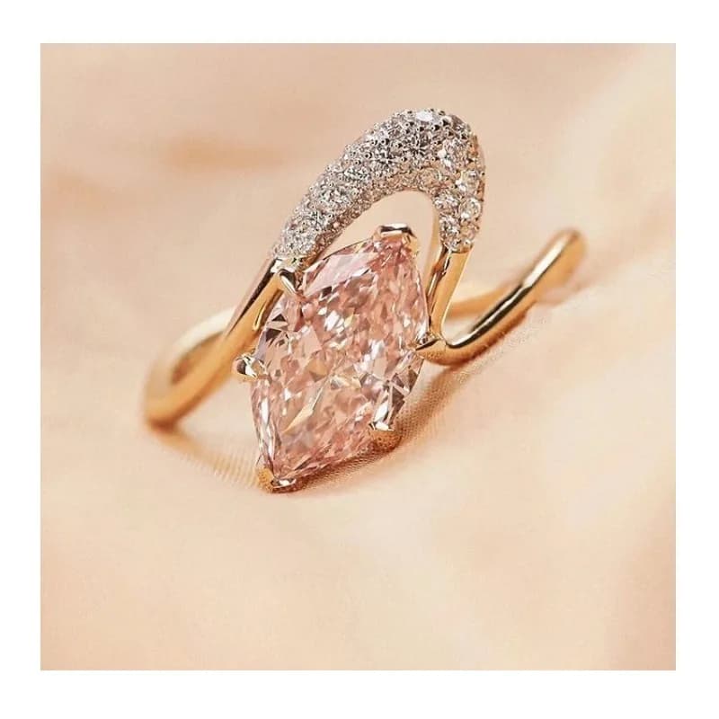 Nuovo Anello Versatile con Diamante Rosa, Anello da Ragazza con Cuore, Design di Nicchia alla Moda, Anello Nuziale, Anello di Lusso Leggero Premium