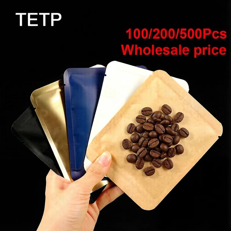 TETP 100/200/500Pcs Drip Coffee Bags Aluminum Foil Hand-poured Coffee Powder Dried Fruit Flower Tea Packaging Moisture-proof