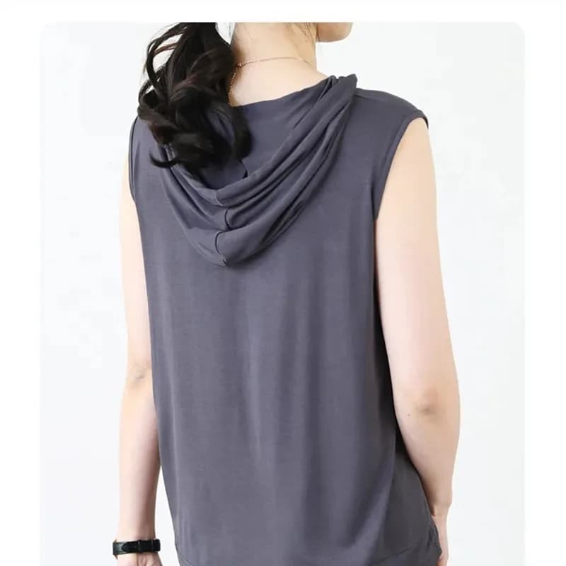 Camicie sportive da donna gilet da allenamento in palestra felpe con cappuccio allentato Yoga Running Fitness t-shirt senza maniche ragazze Jogging canotte camicetta