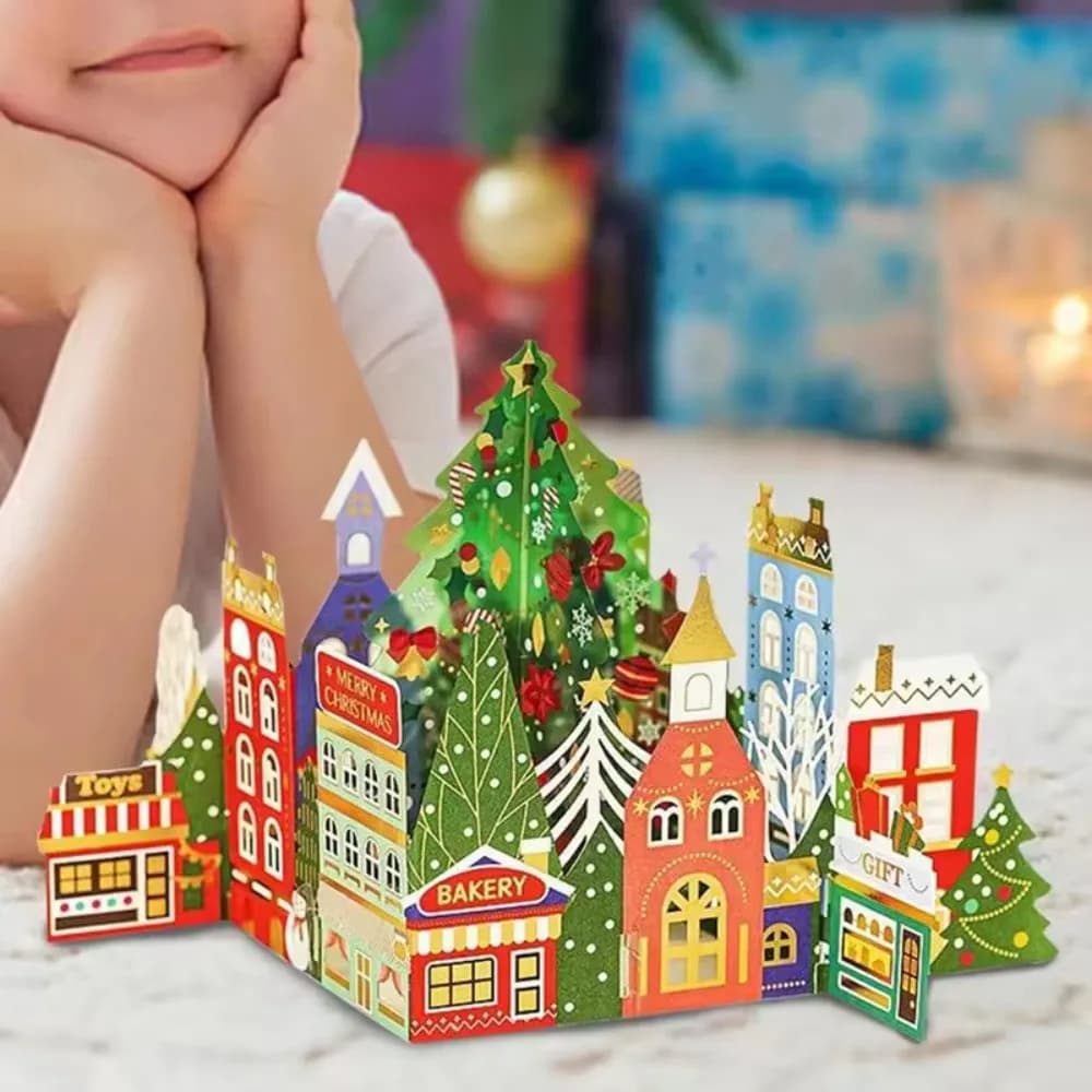 Biglietti d'Auguri 3D di Natale con Stampa a Caldo, Biglietti Pop-Up di Capodanno, Incisione Laser, Scultura su Carta, Lettera di Ringraziamento per Studenti