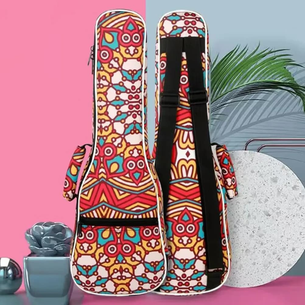 Borsa per ukulele, resistente, impermeabile, in tela di nylon, con spugna, portatile, per il trasporto, borsa a tracolla per accessori per ukulele
