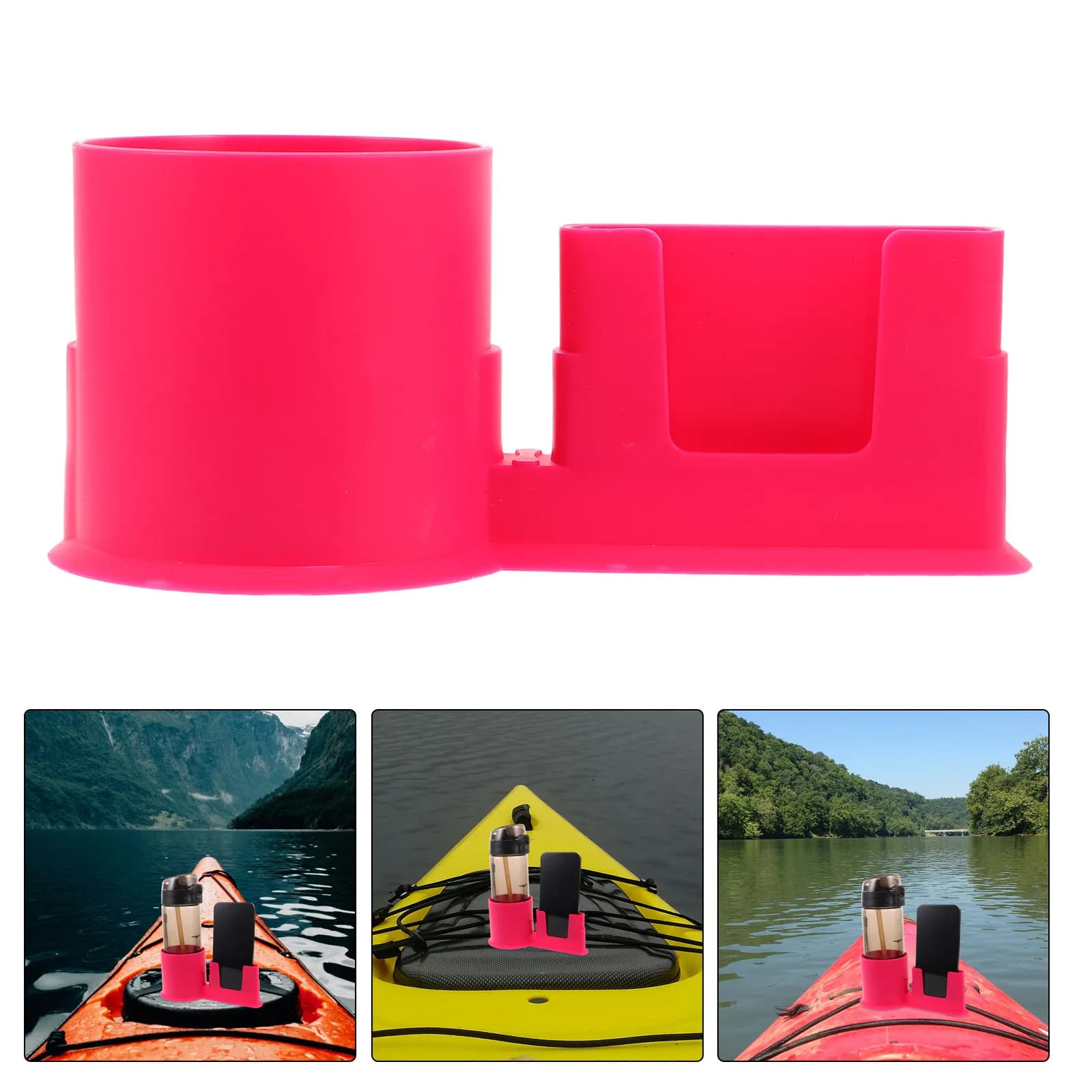 Portabicchieri per Kayak Resistente con Supporto per Telefono, Portabottiglie Compatto di Grado Marino per Paddle Board, Tavole da Surf, Barche e Sport Acquatici