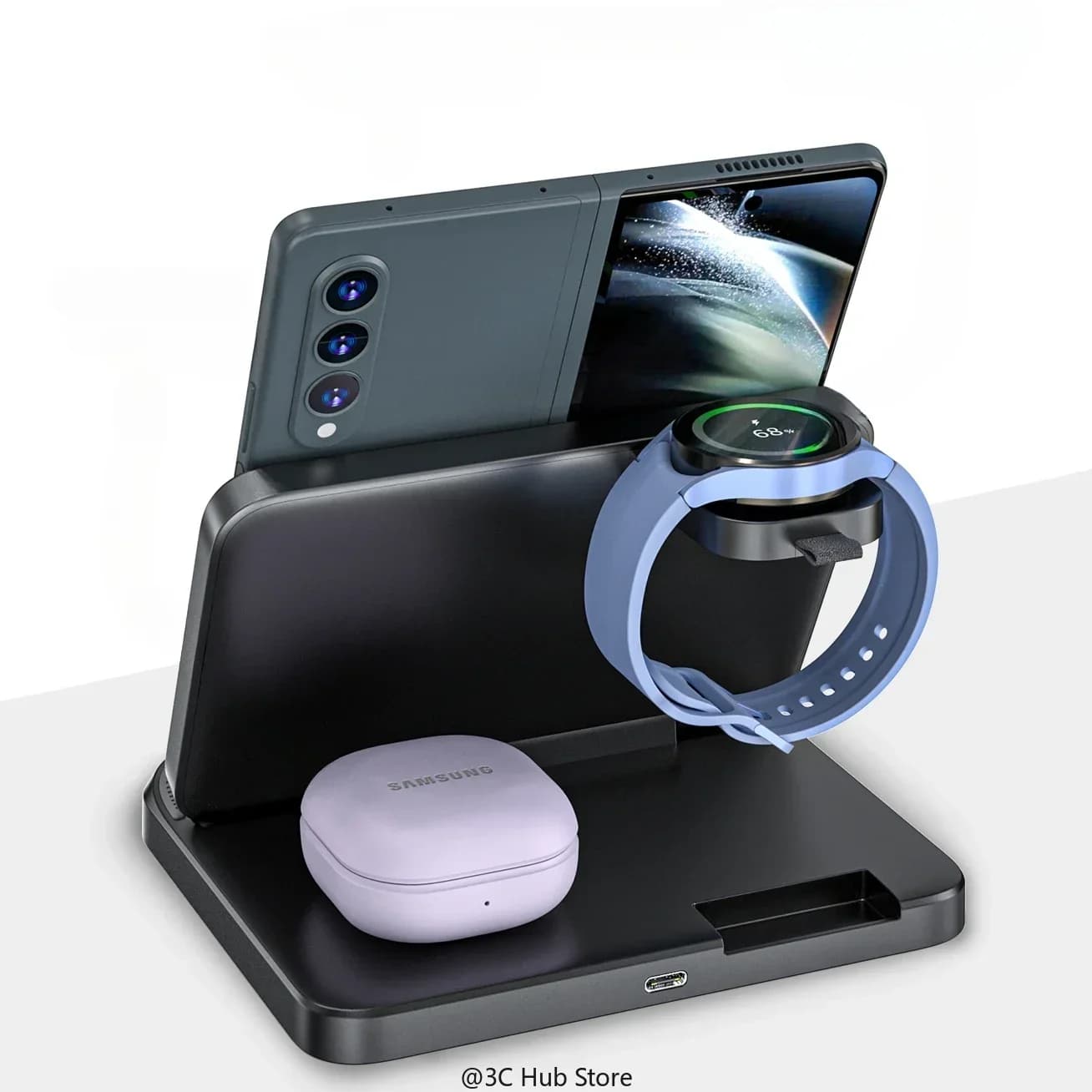 Supporto per caricabatterie wireless pieghevole per Samsung Galaxy Z Fold 5 4 3 S23 Dock station di ricarica ultra veloce per Galaxy Watch 6 Buds2