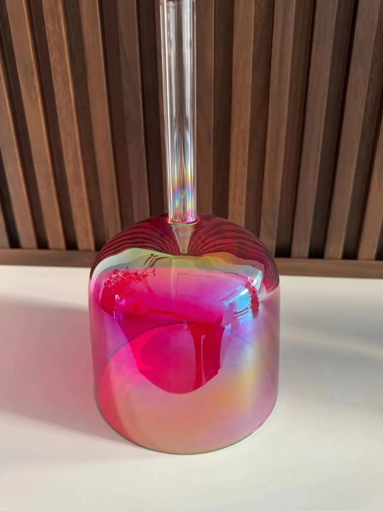 6"Pink Alchemy Cosmic Handle Crystal Singing Bowl With Carry Case for Sound Healing Stress Relief and Meditation
