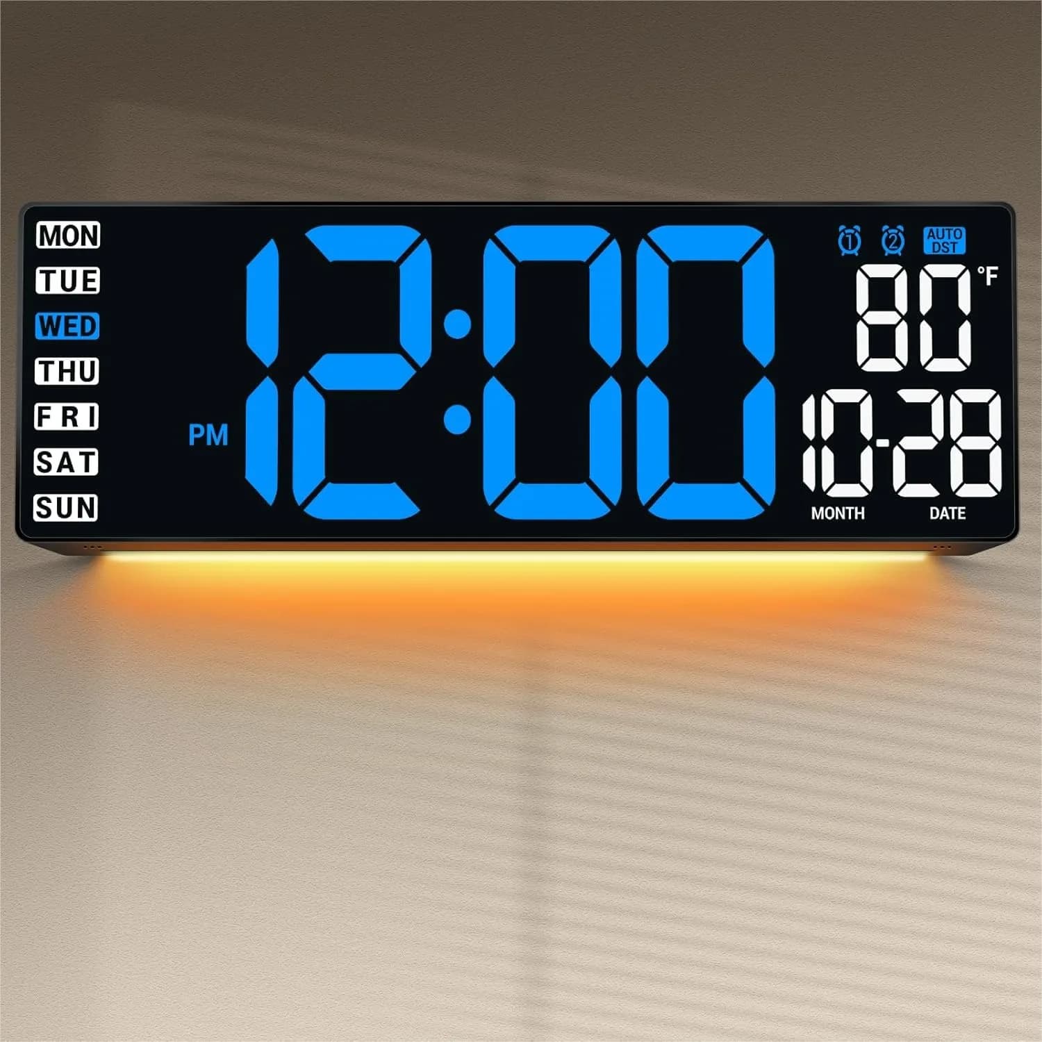 Orologio da Parete Digitale Grande 16.5" con Telecomando, Display LED Auto-Oscurante per Anziani, Casa, Ufficio, Palestra