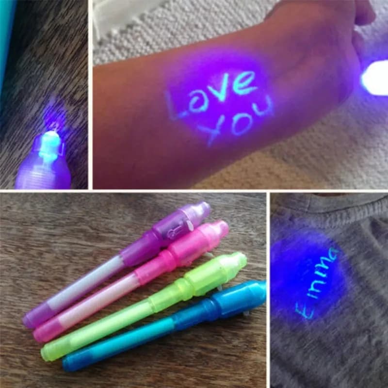 1/4 pcs ink pen invisible spy pen with UV light, magic pen for secret message, awards treasure box, baby wedding favors, gift toys