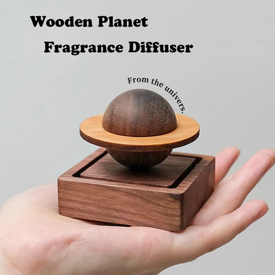 Diffusore di Aromi a Forma di Giove in Legno di Noce Nero, Decorazione Artigianale per Auto e Casa, Diffusore di Oli Essenziali in Legno Profumato, Regalo