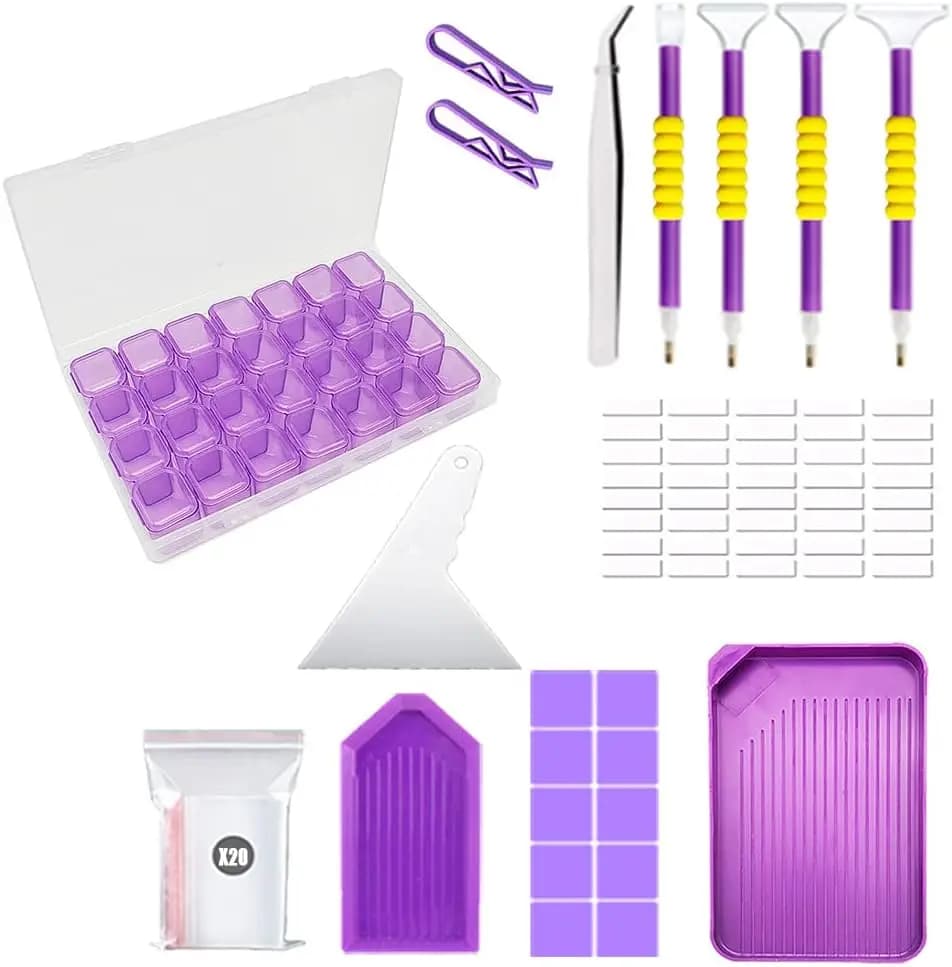 46 pieces DIY diamond painting kit with box holders, tools for artistic crafts for adults