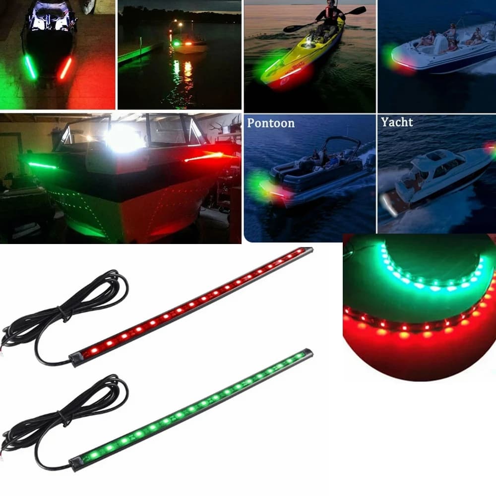 2 pieces 30 cm 12 V strip LED waterproof ROSSO and VERDE for boat arch navigation marina kayak canoe bridge courtesy arch trailer pontoon