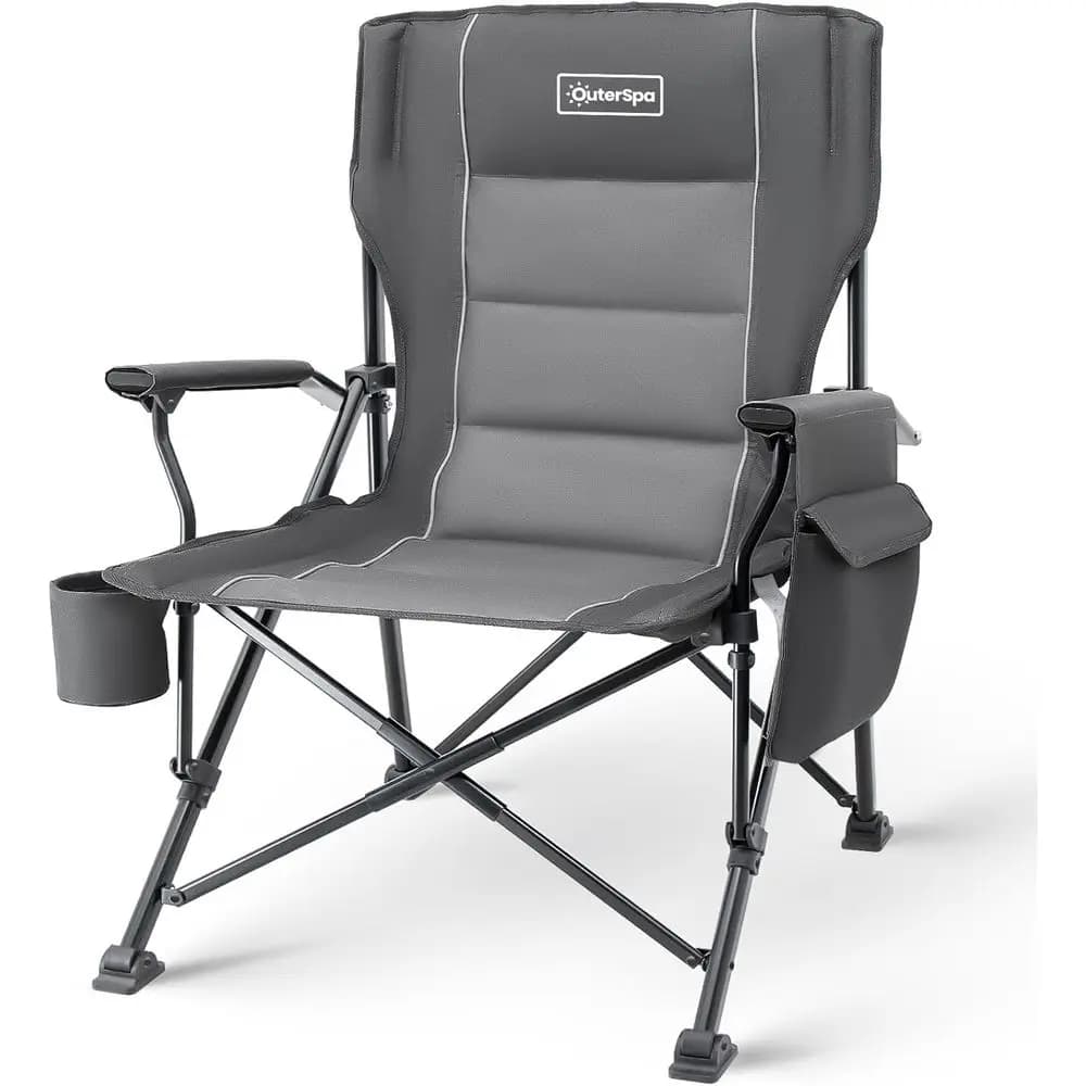 Sedie da campeggio pieghevoli extra large per adulti, resistenti, supportano fino a 227 kg, sedie da campeggio con schienale alto per persone alte e robuste o sedie imbottite per persone di peso elevato