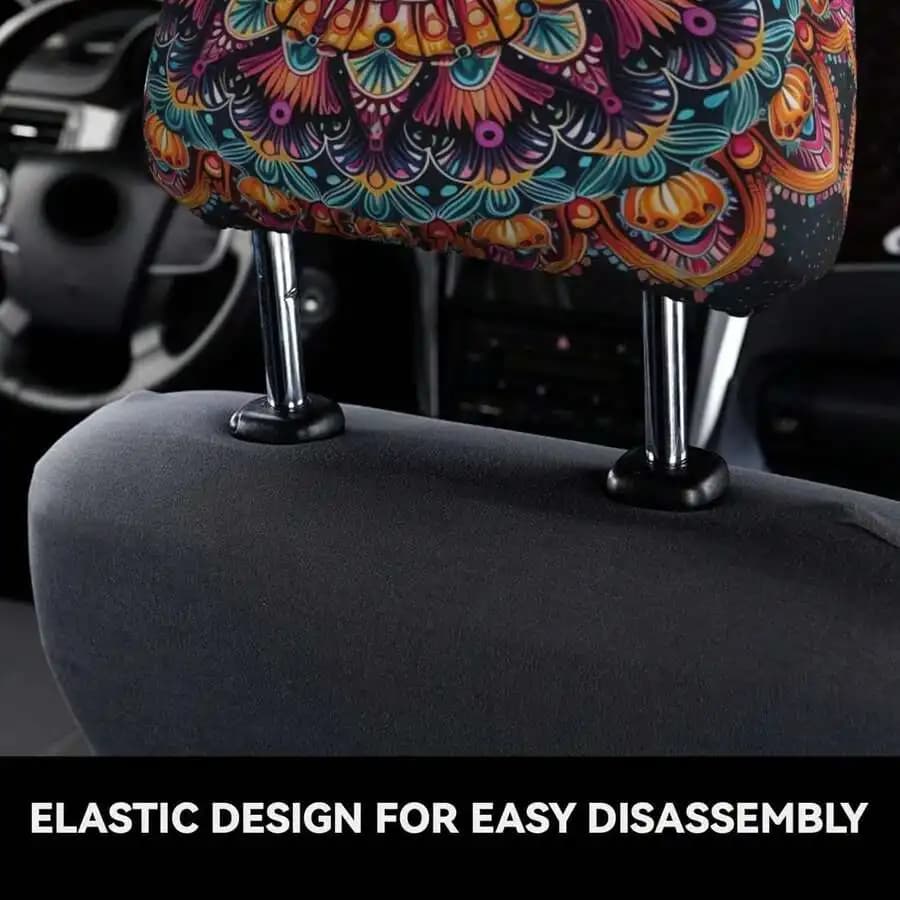 2pcs Mandala Bohemian Car Headrest Covers Elastic Universal Seat Headrest Protectors