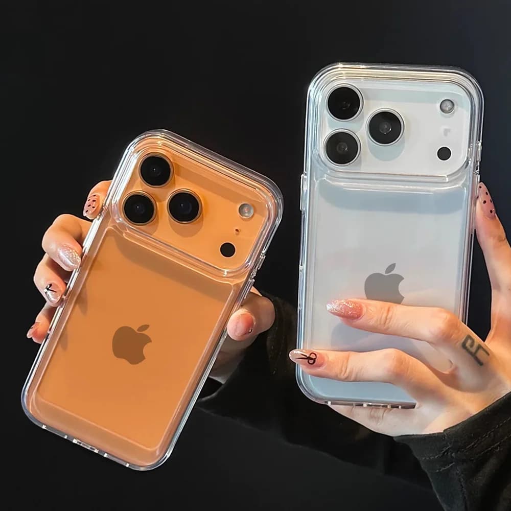 Custodia per telefono di lusso trasparente in acrilico rigido per iPhone 11 12 13 14 15 16 17 Pro Max Air 14 15 Plus, cover antiurto morbida con paraurti