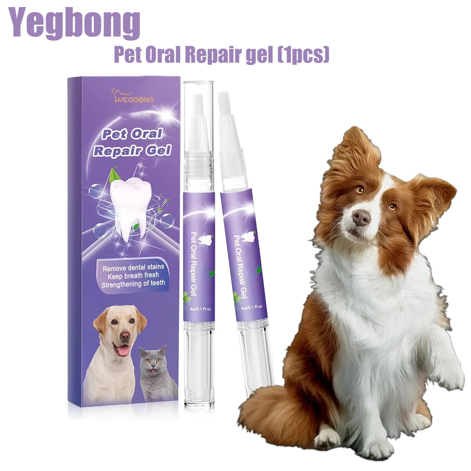 Pet Oral Repair Gel for Dogs and Cats - Puppy Tartarus Removal Teeth Whitening Smacking Smacking Odours Treatment of Gums Animal teeth