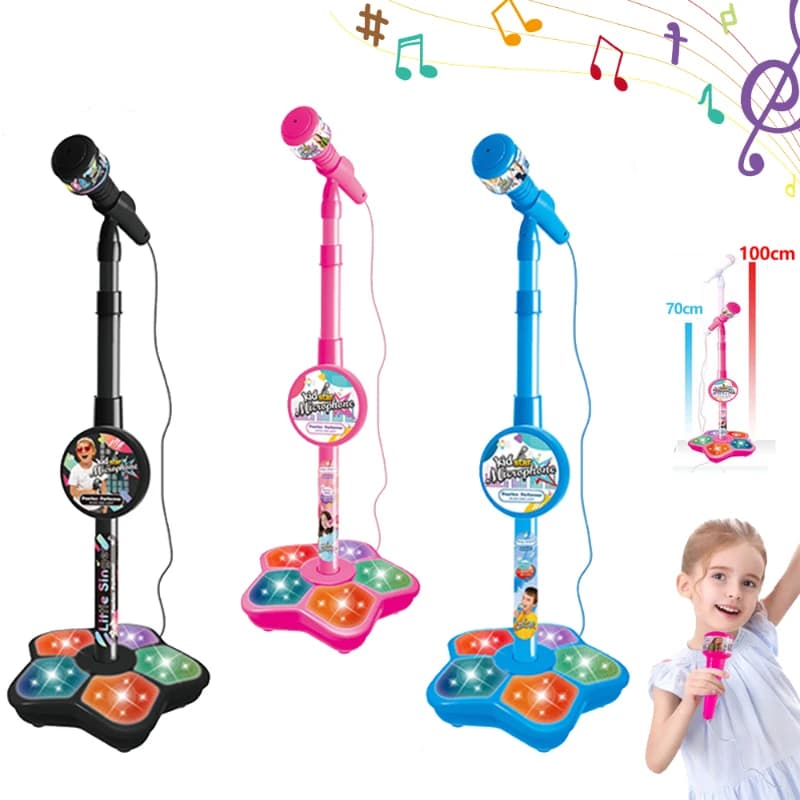 Microfono Karaoke per Bambini con Supporto, Giocattolo Elettronico Portatile per Cantare, Lettore Musicale Durevole, Intrattenimento per Feste, Regalo Educativo
