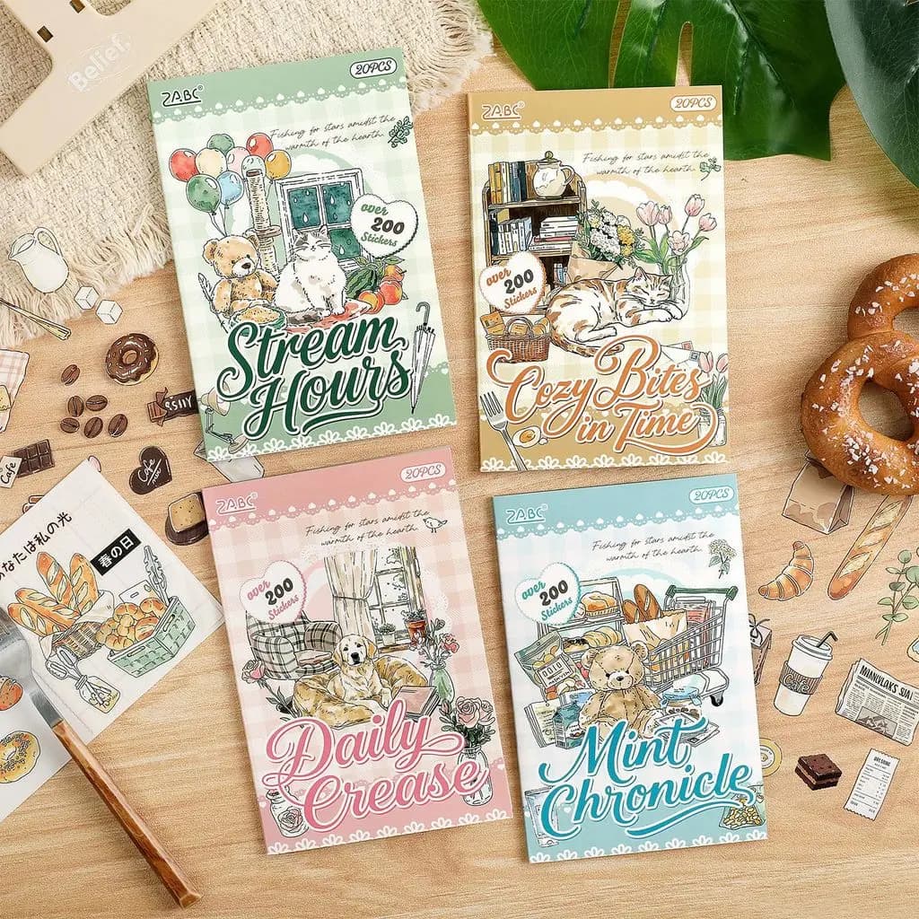 20sheets PET Decoractive Material Sticker Pre-Cut Journaling Sticker Scrapbook Kit Junk Journal Supplies Aesthetic Stickers