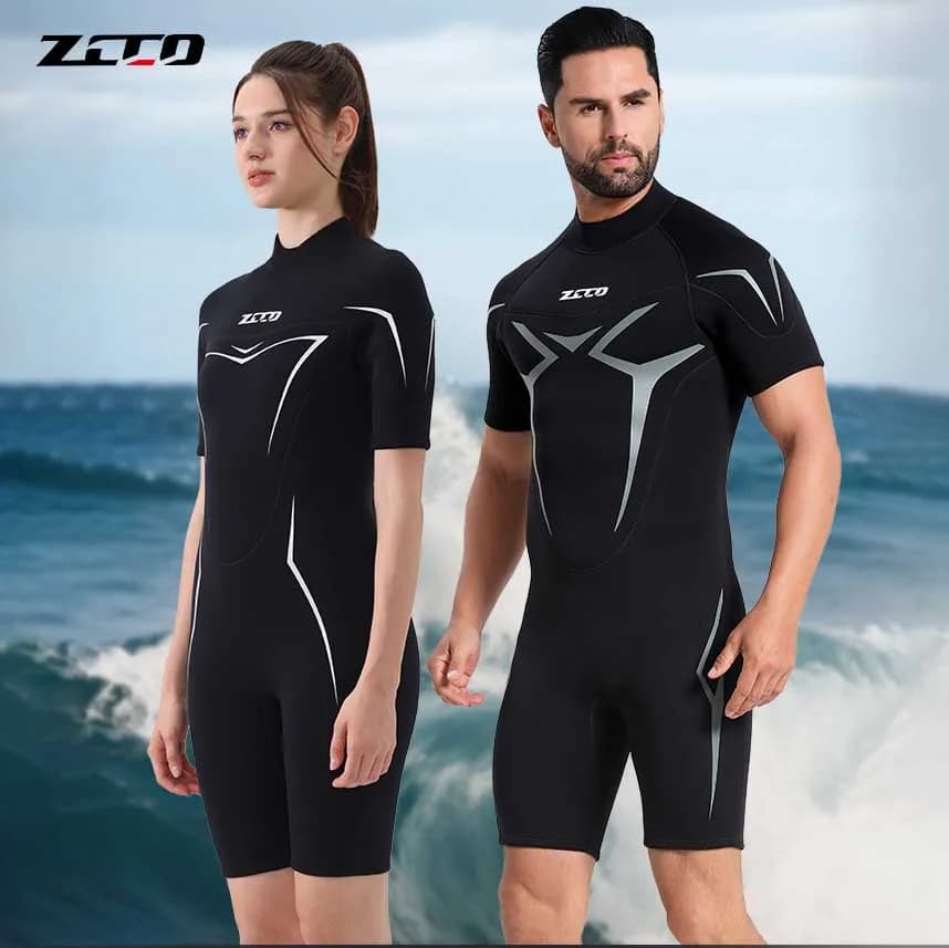 Muta in Neoprene da 3mm a Manica Corta, Monopezzo, da Donna e Uomo, con Cerniera Posteriore, per Immersione, Surf, Nuoto, Snorkeling, Kayak