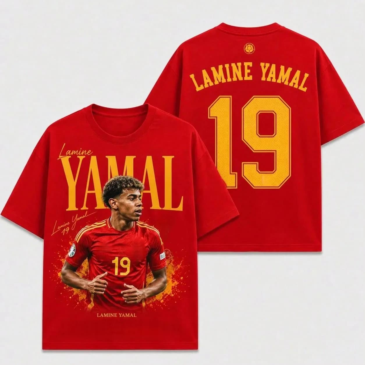 Summer New Lamine Yamal Spain No.19 Printed Football Graphic T Shirt Y2K Oversized Unisex Short Sleeve Casual Streetwear Fan Tee
