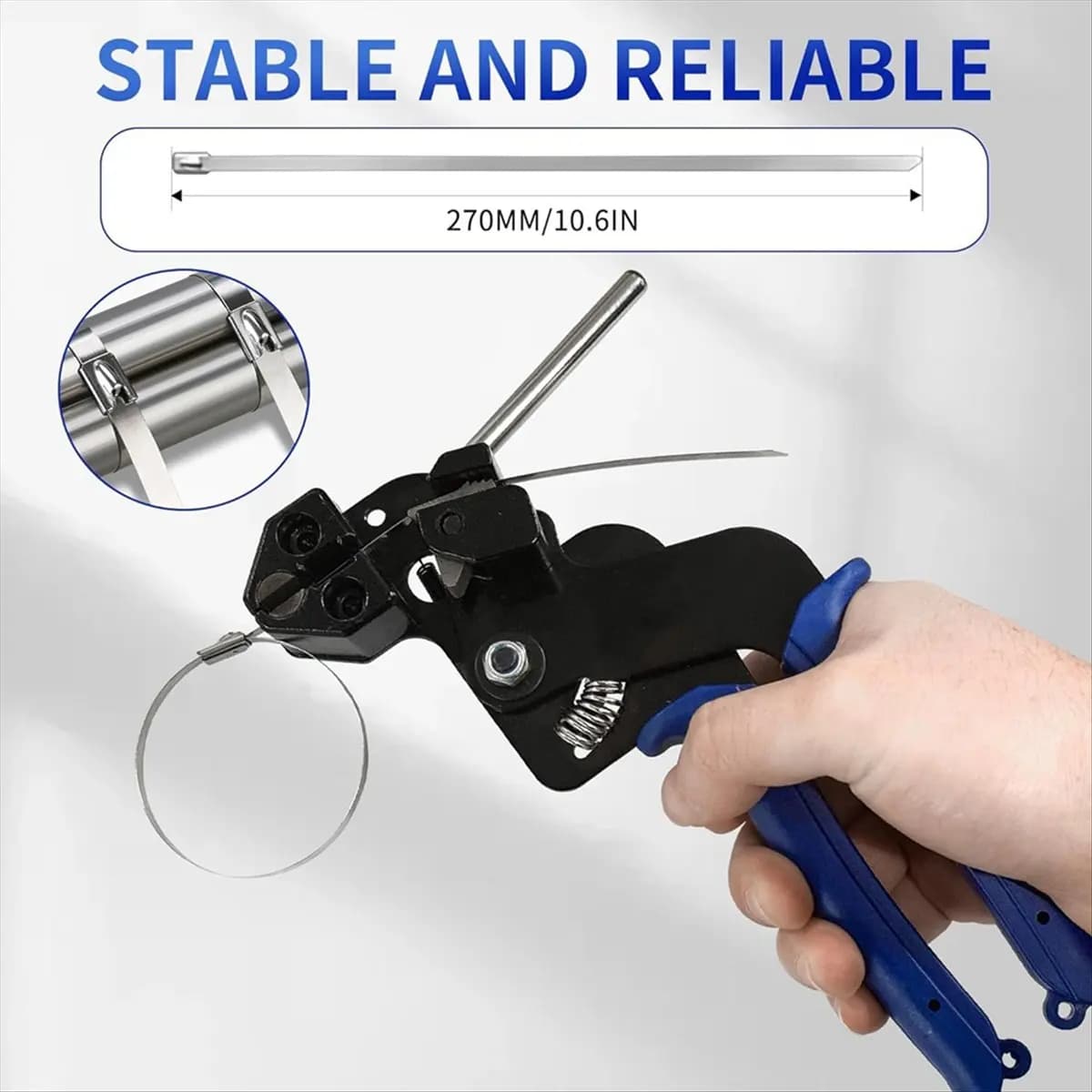 (LBER) Heavy Steel Cable Tie Tool, Include 100 PCS Stainless Steel Cable Ties, Suitable for Home, Office, and Industrial Use