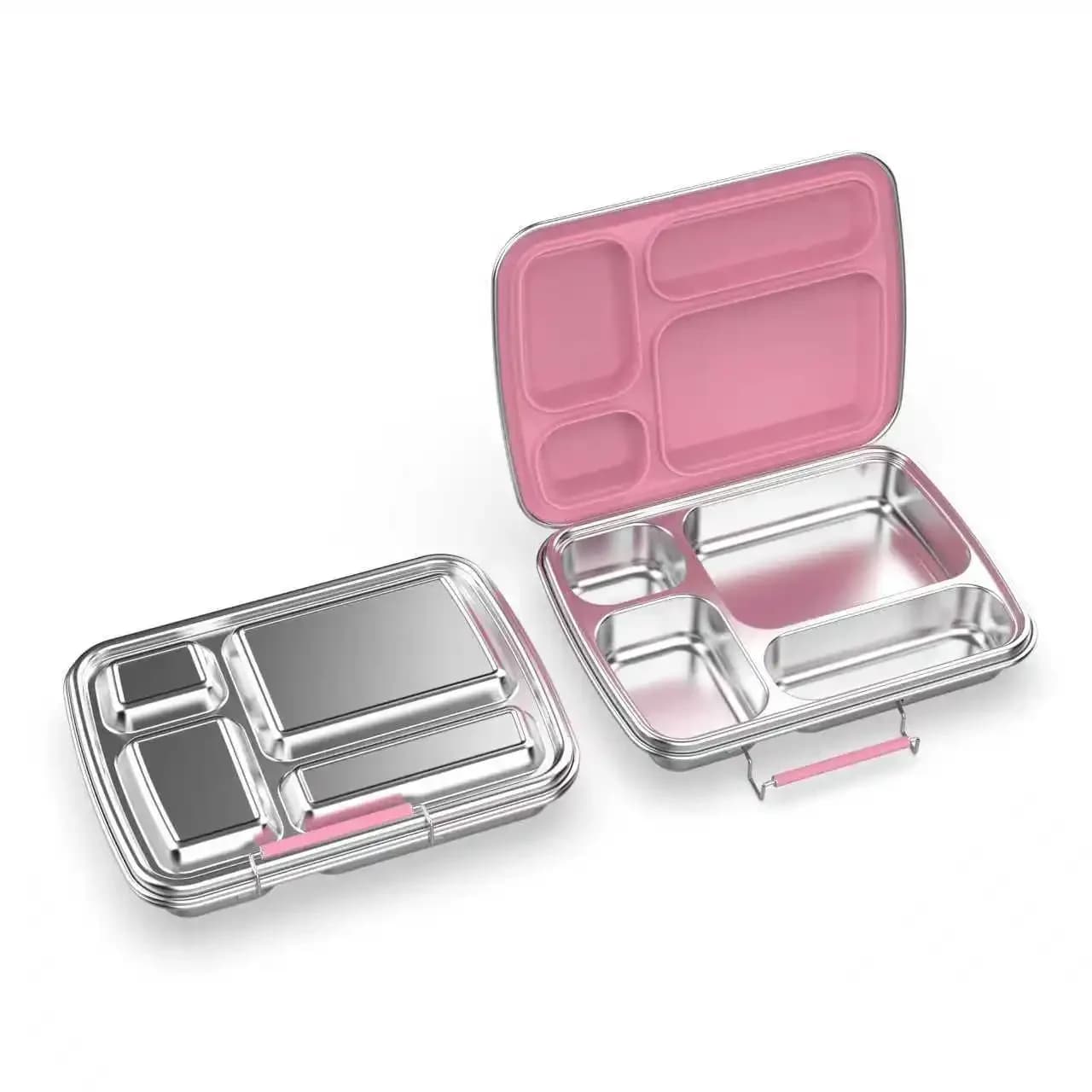 304 Stainless Steel 4-Grid Bento Insulated Lunch Box Leak-Proof Easy Handle Food Container