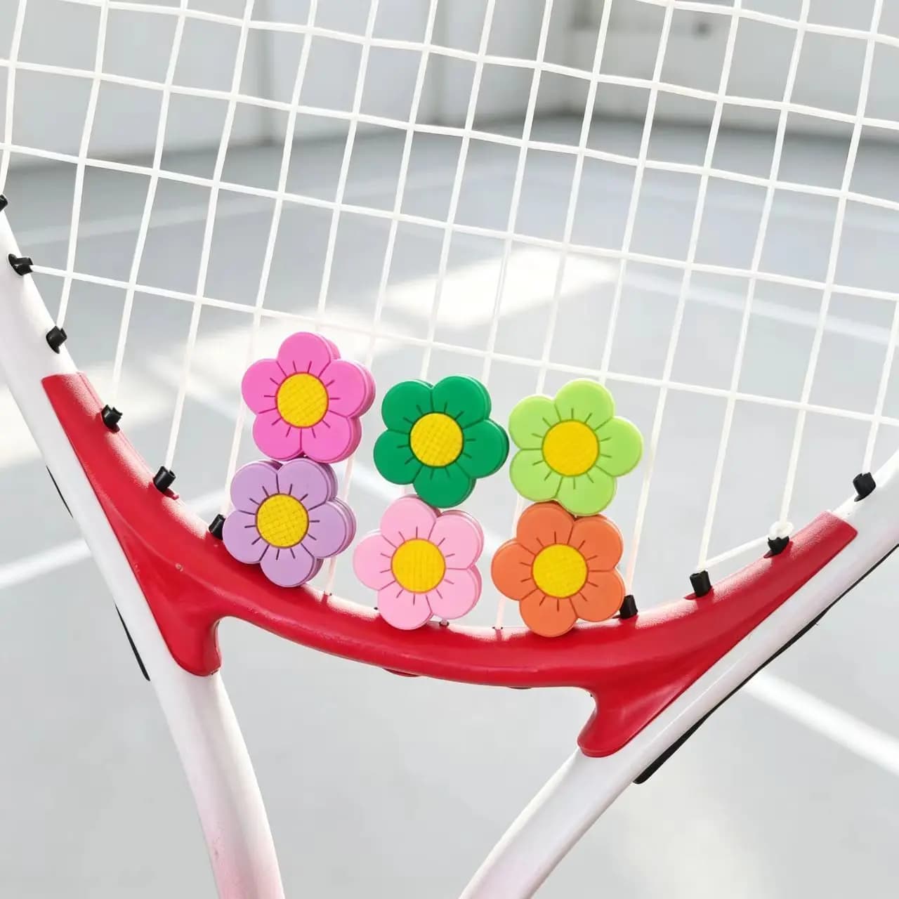 Flower Tennis Vibration Dampener, Cute Silicone Racket String Damper Colorful Tennis Accessories