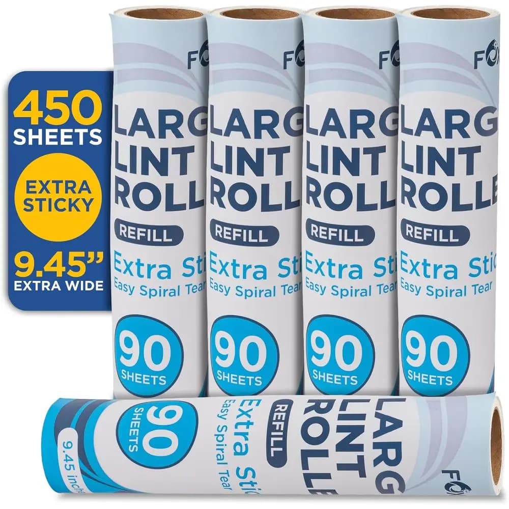 Ricariche per Rullo Levapelucchi Extra Adesivo, Larghezza 9,45, 5 Confezioni, 450 Fogli, Ideali per Mobili, Vestiti, Biancheria da Letto