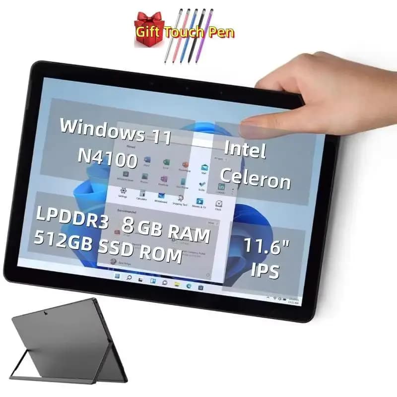 11.6-inch Windows Tablet with Type-C, 8GB RAM, 512GB ROM, 64-bit Intel Celeron N4100 processor, 1920 x 1080 pixel resolution, 2 USB 3.0 ports