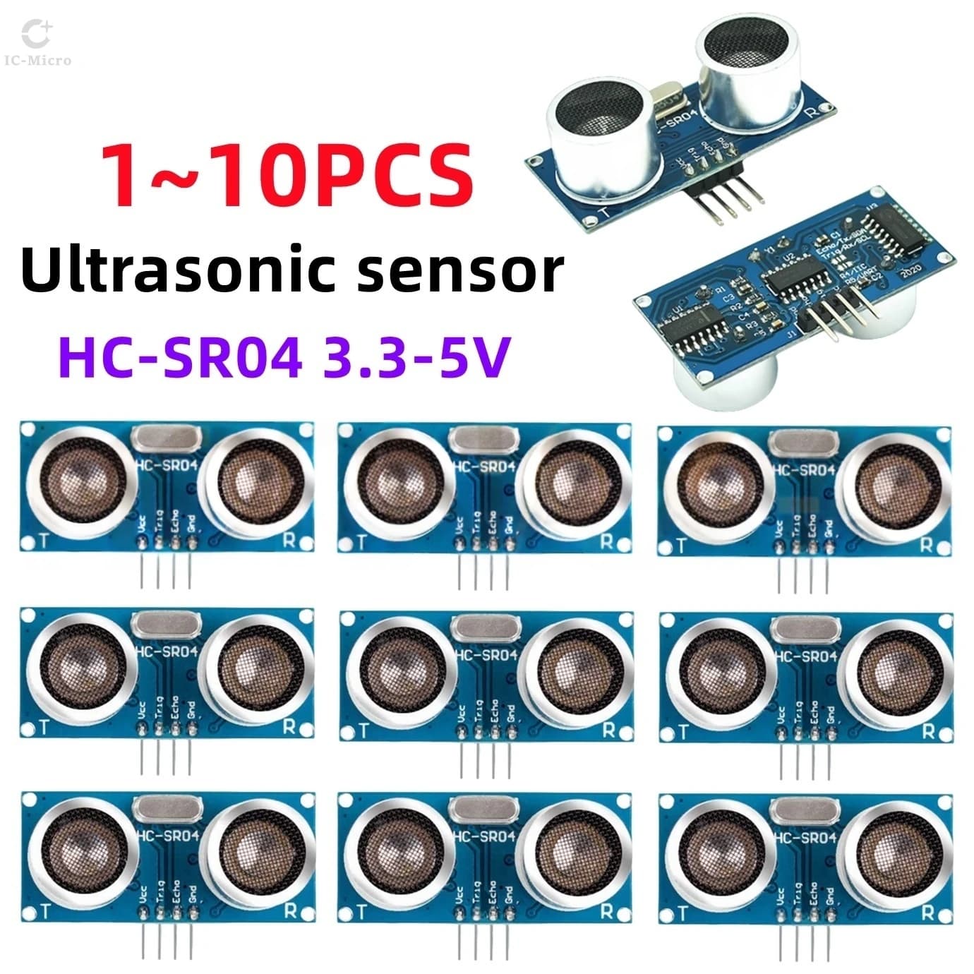 Sensore a Ultrasuoni XZG HC-SR04 HCSR04, Modulo Rilevatore di Onde Ultrasoniche, Sensore di Distanza HC SR04 per Arduino 1-10P