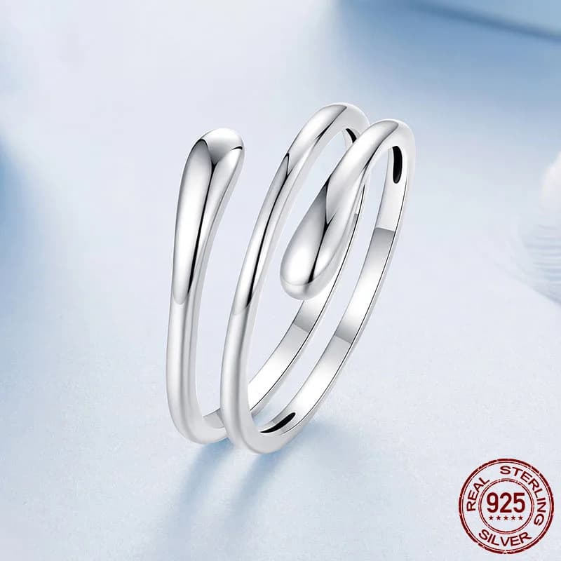 LAYA NEW 925 Sterling Silver Twist Eternity Band, Teardrop Chunky High Polish Tarnish Comfort Fit Open Ring for Women Jewelry