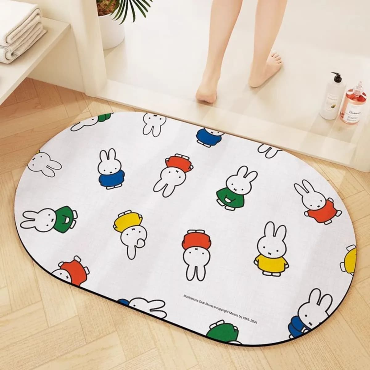 Kawaii Miffy Rabbit Bathroom Mat Absorbent Bath Shower Enclosure WC Entrance Kitchen Fast drying non-slip carpets