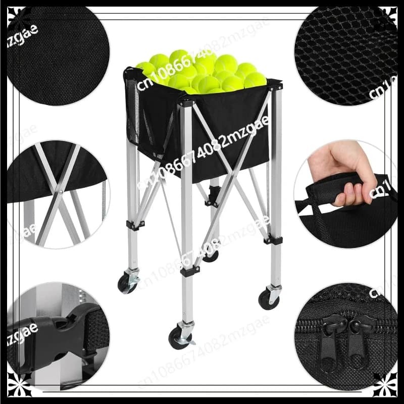 Portable aluminum alloy folding trolley for volleyball, football, basketball, mobile trolley for carrying balloons, tennis trolley.