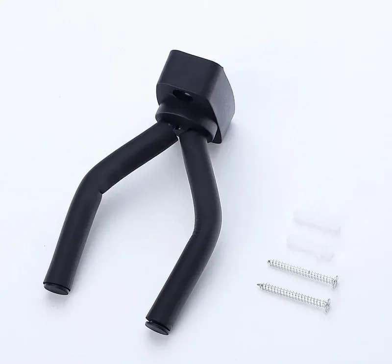Supporto per chitarra a parete, nero, metallo resistente con cuscinetti in plastica, adatto per bassi acustici elettrici classici Ukuleles