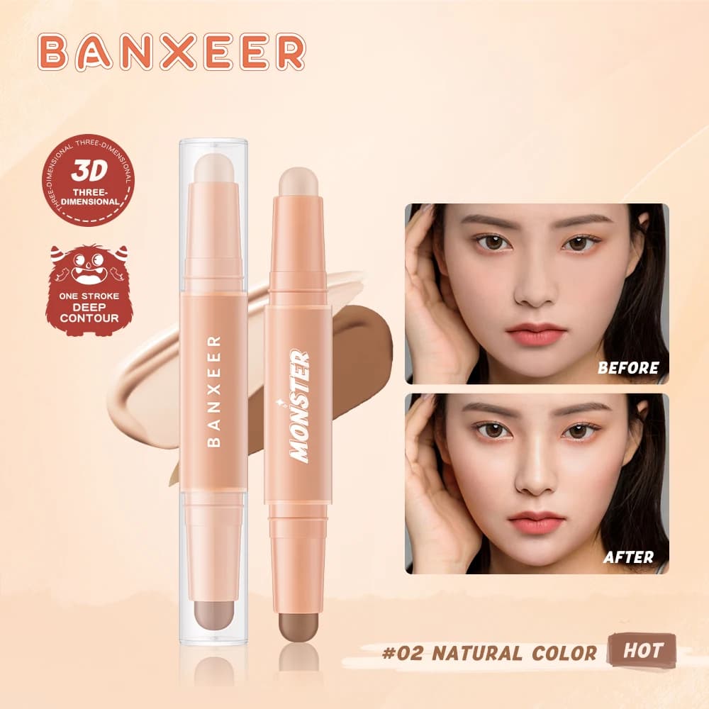 BANXEER Contour Stick Double Head Contour Pen Highlights with waterproof matt finish Matita for shade contour Cosmetics for face